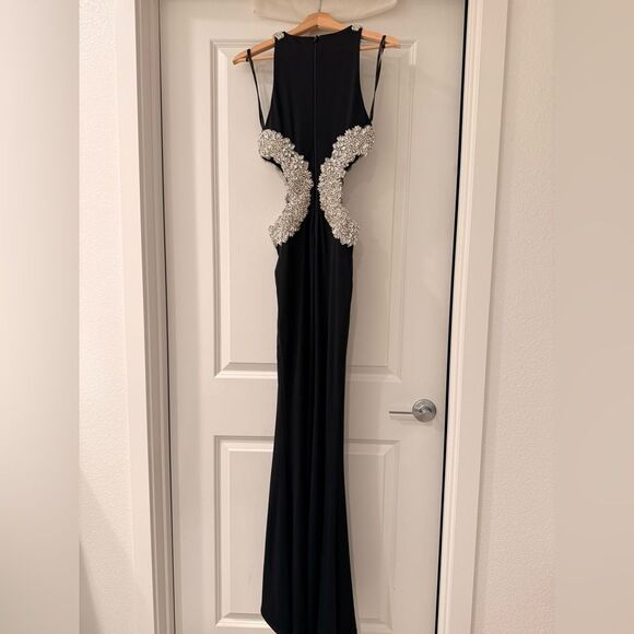 NWOT BRONX AND BANCO Camila Black Rhinestone Cutout Gown - Picture 12 of 16